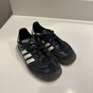 Adidas Kids Black Sneakers with White Stripes